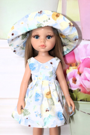 Платье весеннее со шляпкой Hand made для Paola Reina, 32 см