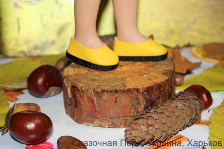 Туфлі жовті для ляльки Paola Reina та інших ростом 32-34 см
