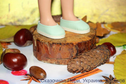 Туфли мятные для куклы ростом 33  см, ручная работа