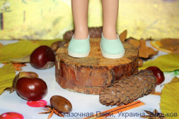Туфли мятные для куклы ростом 33  см, ручная работа