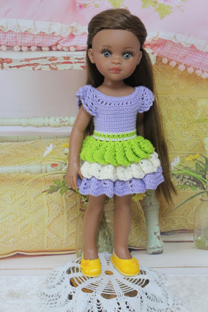 Туфлі жовті глянцеві для ляльки 32-34 см Paola Reina, hand made