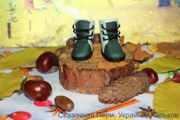 Ботинки зелено-мятные для куклы ростом 32-34 см, ручная работа