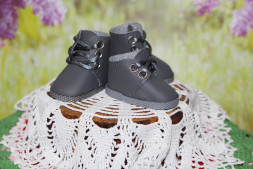Ботинки сірі осінь-25 для ляльки ростом 32-34 см, hand made