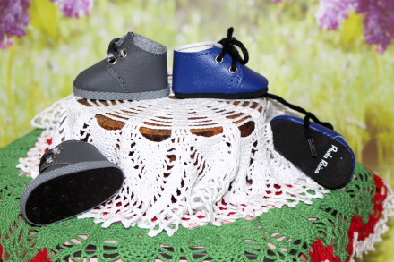 Ботинки серые осень-25 для куклы ростом 32-34 см, ручная работа