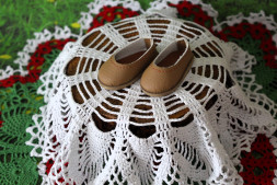 Туфли горчичные  для куклы ростом 28 см, ручная работа