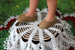 Туфли горчичные  для куклы ростом 28 см, ручная работа