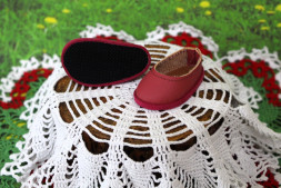 Туфли розовые без декора для куклы ростом 32-34  см, ручная работа