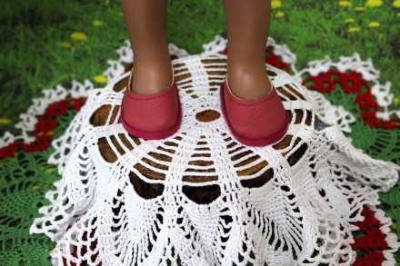 Туфли розовые без декора для куклы ростом 32-34  см, ручная работа