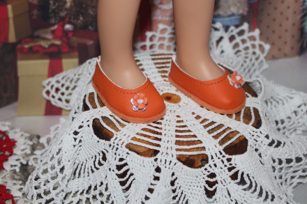 Туфли помаранчеві з декором для Paola Reina, hand made