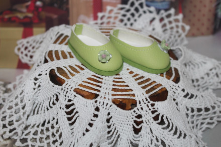 Туфлі салатні з декором для Paola Reina 32-34 см, hand made