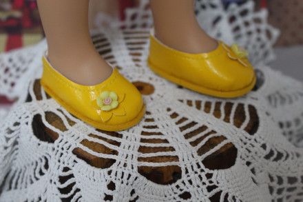 Туфлі жовті з декором для Paola Reina 32-34 cм, hand made