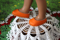 Туфли апельсиновые  для куклы ростом 32-34  см, ручная работа