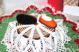 Туфли апельсиновые  для куклы ростом 32-34  см, ручная работа