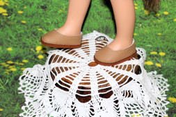 Туфлі Кава з молоком, для ляльки ростом 32-34 см, hand made