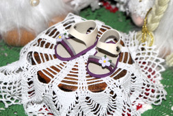 Босоніжки &quot;Лавандовий настрій&quot; для ляльки ростом 32-34 см, ручна робота