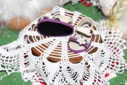 Босоніжки &quot;Лавандовий настрій&quot; для ляльки ростом 32-34 см, ручна робота