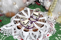 Босоніжки &quot;Лавандовий настрій&quot; для ляльки ростом 32-34 см, ручна робота