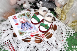 Босоніжки Новорічний настрій для ляльки ростом 28 см, ручна робота