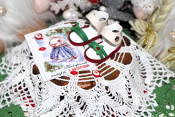 Босоніжки Новорічний настрій для ляльки ростом 28 см, ручна робота