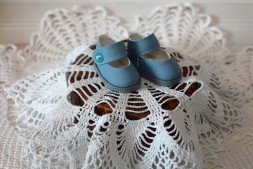 Туфли c ремешком голубые hand made для  Paola Reina 32 см