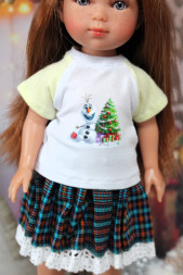 Футболка новорічна-7 трикотажна Hand made для Paola Reina 34 см / Vestida 28 см