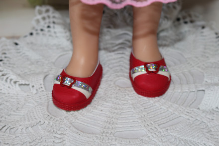 Туфлі червоні для ляльки Paola Reina 32-34 см, hand made