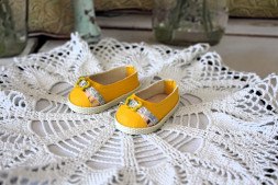 Туфлі з метеликом жовті, hand made, для Paola Reina
