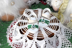 Босоніжки &quot;Новорічна ялинка&quot; для ляльки ростом 32-34 см, ручна робота