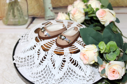 Туфлі кава з молоком для Paola Reina 32-34 см, hand made