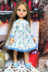 Туфли голубые c декором для куклы ростом 32-34  см, ручная работа