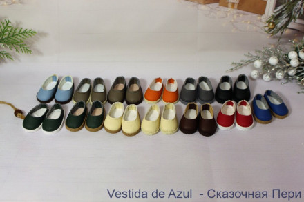 Туфлі сині для ляльки Vestida de Azul 28 см, ручна робота