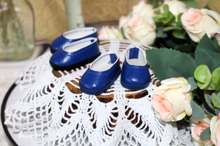 Туфлі сині для ляльки Vestida de Azul 28 см, ручна робота
