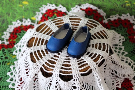 Туфли синие для куклы Vestida de Azul  28 см, ручная работа