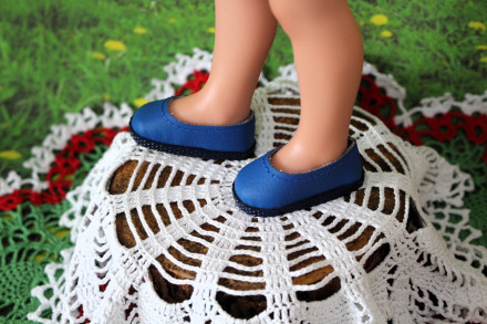 Туфли синие для куклы Vestida de Azul  28 см, ручная работа