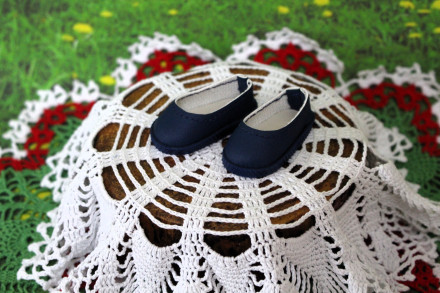 Туфли синие для куклы Vestida de Azul  28 см, ручная работа