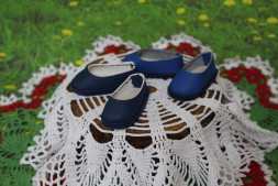 Туфли синие для куклы Vestida de Azul  28 см, ручная работа
