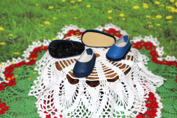 Туфли синие для куклы Vestida de Azul  28 см, ручная работа