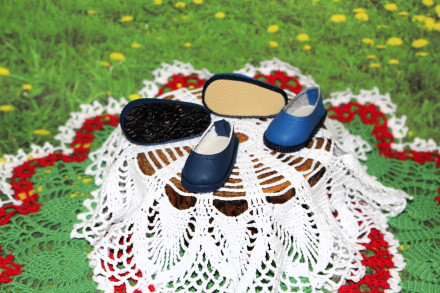 Туфли синие для куклы Vestida de Azul  28 см, ручная работа