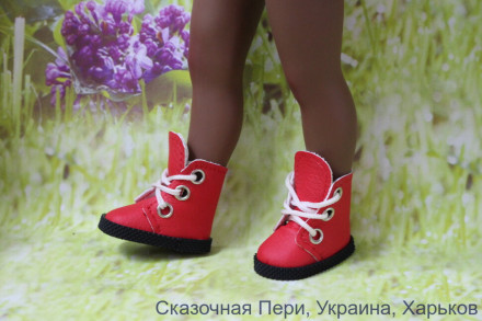 Чоботи (чорні та жовті) для ляльки 28 см, ручна робота
