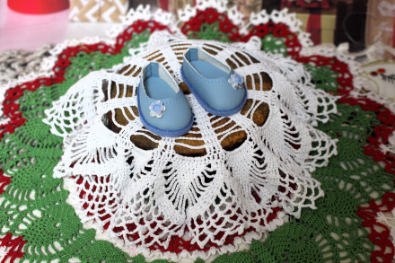 Туфлі блакитні з декором, hand made для Paola Reina