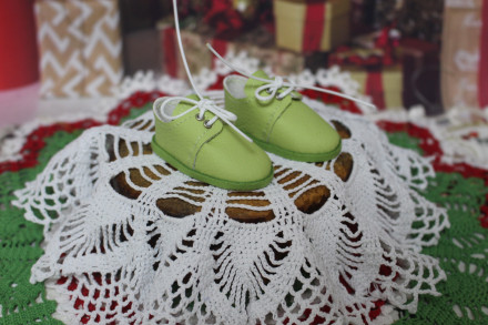 Мокасіни зелені для ляльки Paola Reina, hand made