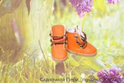 Сапоги оранжевые  для куклы ростом 28 см, ручная работа