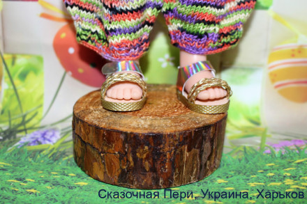 Босоніжки для ляльки ростом 32-34 см, ручна робота
