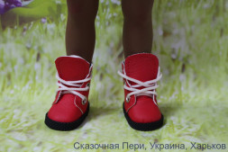Сапоги салатно-бежевые  для куклы ростом 28 см, ручная работа