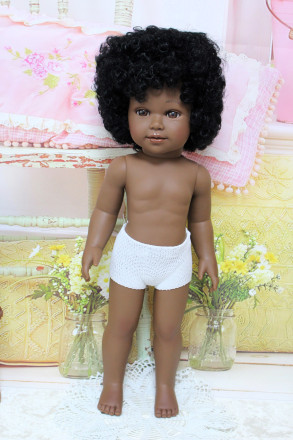 Лялька Coral desnuda, pelo corto rizo afro, Vestida de Azul , COR-D915, 46 cм