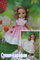 Плать+сарафан летнее Hand made для Paola Reina, 32 см