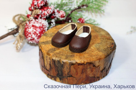 Туфлі &quot;шоколад&quot; для ляльки ростом 32-34 см, hand made