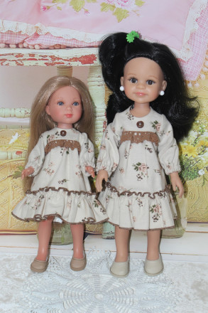 Платье Тепло осени бежевое Hand made для Paola Reina, 32 см