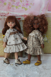 Платье фланелевое Тепло осени Hand made для Paola Reina, 32 см