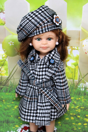 Пальто класичне без застібки і беретик Hand made для Paola Reina, 32 см